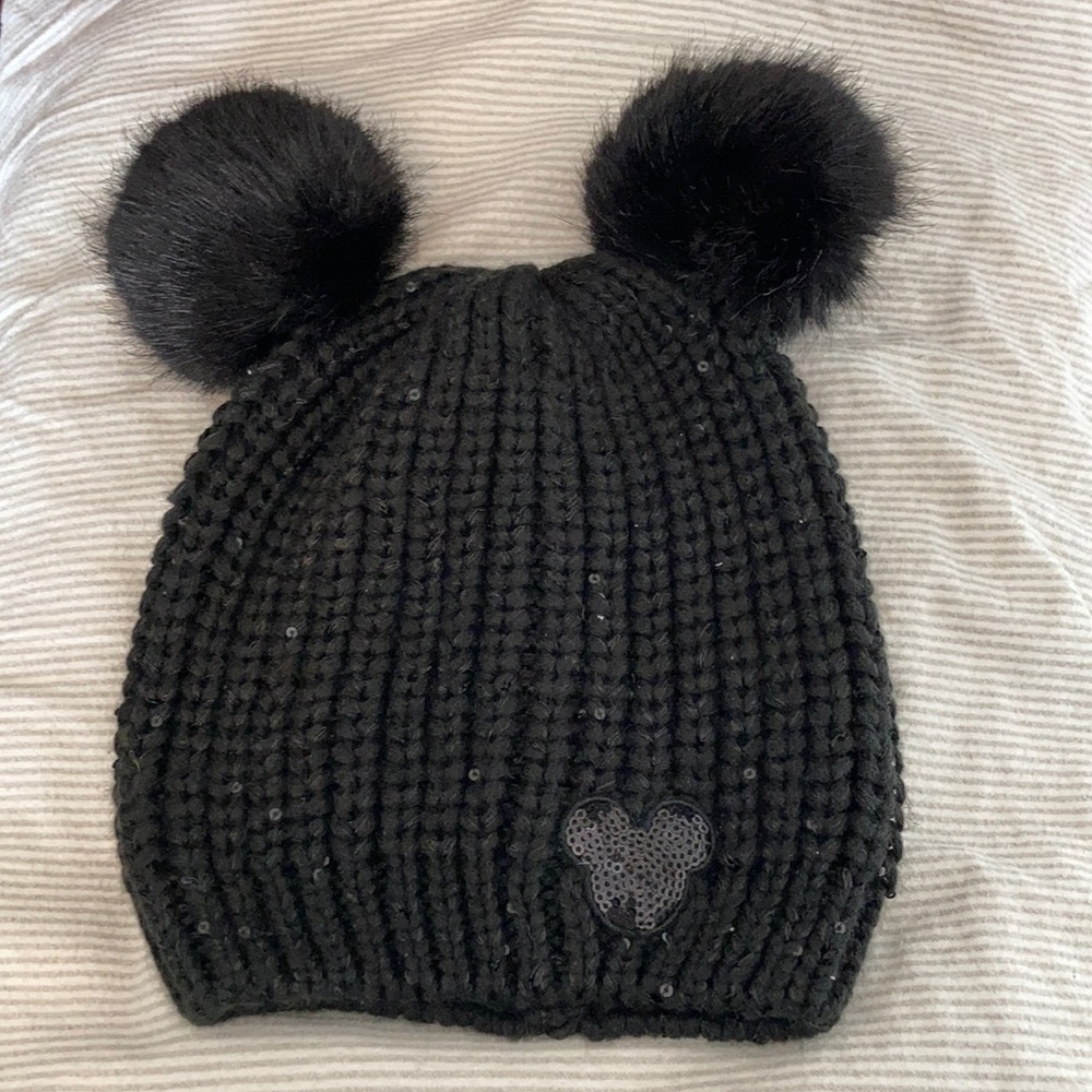 Disney black beanie with ears and sequin emblem